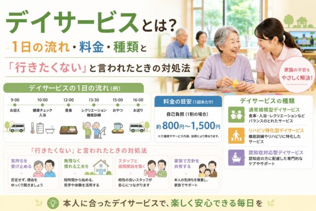 デイサービスとは？1日の流れ・料金・種類と「行きたくない」と言われたときの対処法