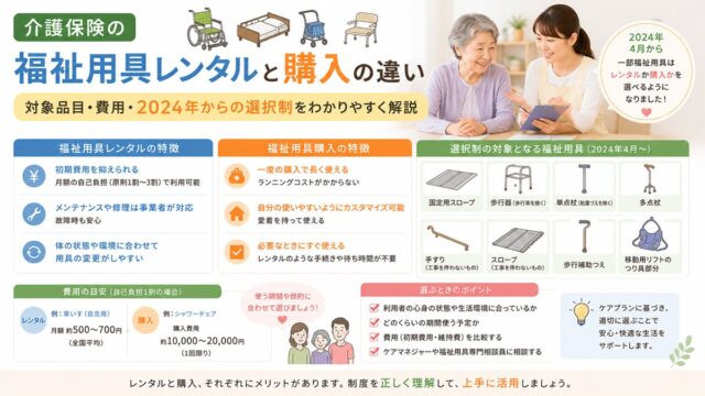介護保険の福祉用具レンタルと購入の違い｜対象品目・費用・2024年からの選択制をわかりやすく解説