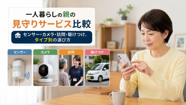 一人暮らしの親の見守りサービス比較｜センサー・カメラ・訪問・駆けつけ、タイプ別の選び方