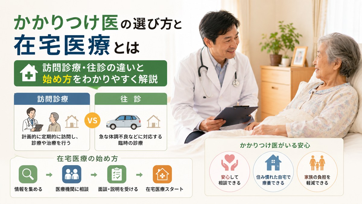 かかりつけ医の選び方と在宅医療とは｜訪問診療・往診の違いと始め方をわかりやすく解説