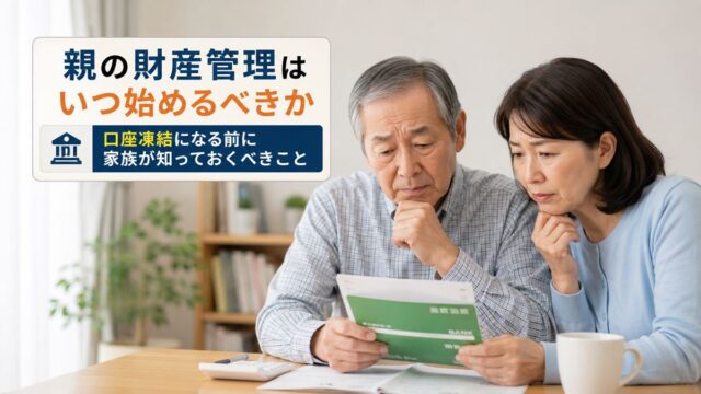 親の財産管理はいつ始めるべきか、口座凍結になる前に家族が知っておくべきこと